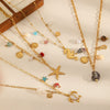 Women's Casual Stainless Steel Necklace With Marine Elements Animal Zodiac Pattern Electroplated Cross Chain