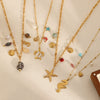 Women's Casual Stainless Steel Necklace With Marine Elements Animal Zodiac Pattern Electroplated Cross Chain