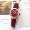 Women's Casual Student Quartz Belt Watch Diamondencrusted Sun Pattern Alloy Buckle Imitation Leather Strap Round Dial