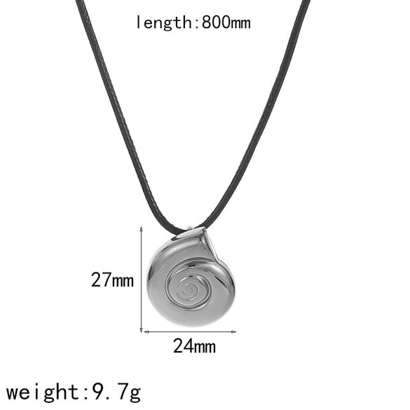 Women's Casual Style Geometric Conch Titanium Steel And Stainless Steel Necklace With Electroplating And O Shaped Chain