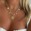 Women's Casual Style Stainless Steel Geometric Oil Dripping Heart Flower Sun Rope Clavicle Chain With Electroplating