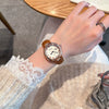 Women's Casual Vintage Watch With Diamondencrusted Alloy Case Stainless Steel Buckle Genuine Leather Strap Round Dial