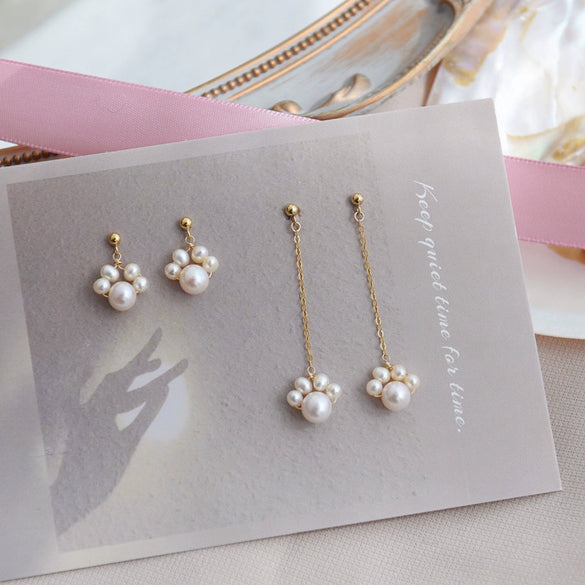 Women's Cat Claw Pearl Earrings 14K Gold