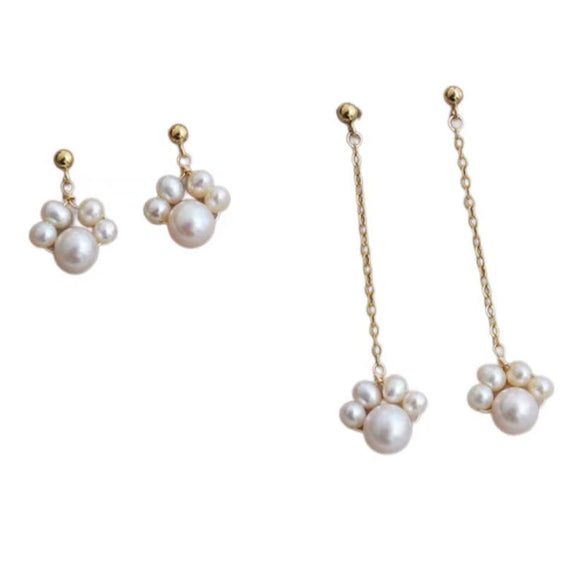 Women's Cat Claw Pearl Earrings 14K Gold