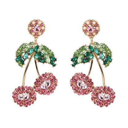 Womens Cherry Rhinestone Alloy Earrings Nhjj126368