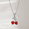 Women's Cherry Fruit Shape Copper O Word Chain Necklace Light Luxury Niche Style With Electroplating