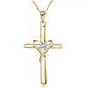 Women's Chic Copper Heart And Cross Necklace With Zircon Electroplated Pendant Elegant Fashion Jewelry