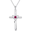 Women's Chic Copper Heart And Cross Necklace With Zircon Electroplated Pendant Elegant Fashion Jewelry