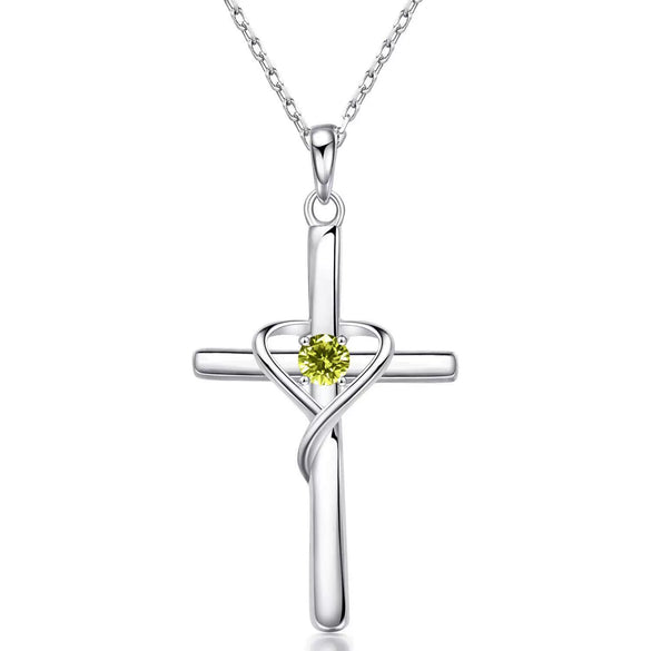 Women's Chic Copper Heart And Cross Necklace With Zircon Electroplated Pendant Elegant Fashion Jewelry