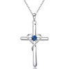 Women's Chic Copper Heart And Cross Necklace With Zircon Electroplated Pendant Elegant Fashion Jewelry