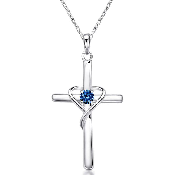 Women's Chic Copper Heart And Cross Necklace With Zircon Electroplated Pendant Elegant Fashion Jewelry