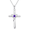 Women's Chic Copper Heart And Cross Necklace With Zircon Electroplated Pendant Elegant Fashion Jewelry