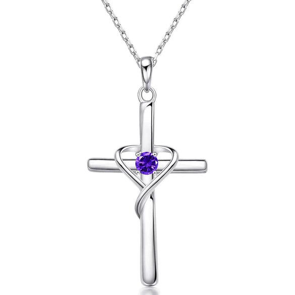 Women's Chic Copper Heart And Cross Necklace With Zircon Electroplated Pendant Elegant Fashion Jewelry