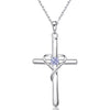 Women's Chic Copper Heart And Cross Necklace With Zircon Electroplated Pendant Elegant Fashion Jewelry
