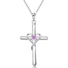 Women's Chic Copper Heart And Cross Necklace With Zircon Electroplated Pendant Elegant Fashion Jewelry