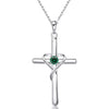 Women's Chic Copper Heart And Cross Necklace With Zircon Electroplated Pendant Elegant Fashion Jewelry