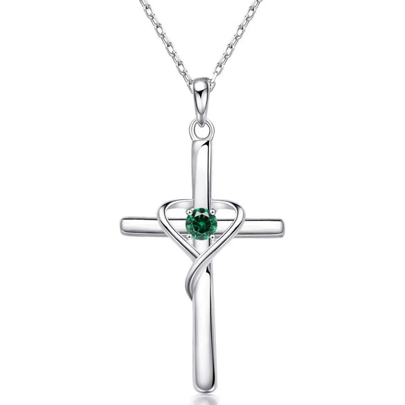 Women's Chic Copper Heart And Cross Necklace With Zircon Electroplated Pendant Elegant Fashion Jewelry
