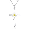 Women's Chic Copper Heart And Cross Necklace With Zircon Electroplated Pendant Elegant Fashion Jewelry