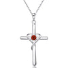 Women's Chic Copper Heart And Cross Necklace With Zircon Electroplated Pendant Elegant Fashion Jewelry