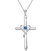 Women's Chic Copper Heart And Cross Necklace With Zircon Electroplated Pendant Elegant Fashion Jewelry