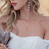 Women's Chic Copper Heart And Cross Necklace With Zircon Electroplated Pendant Elegant Fashion Jewelry