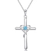 Women's Chic Copper Heart And Cross Necklace With Zircon Electroplated Pendant Elegant Fashion Jewelry