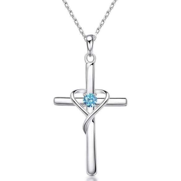 Women's Chic Copper Heart And Cross Necklace With Zircon Electroplated Pendant Elegant Fashion Jewelry