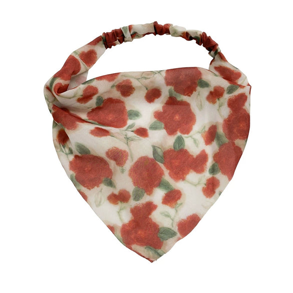 Women's Chiffon Geometric Triangle Scarf With Tie Dye Pattern And Elastic Band For Wrap Or Hair Band Use