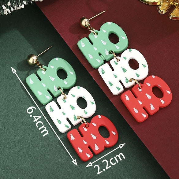 Women's Christmas Alloy Drop Earrings With Zircon Accents And Electroplated Holiday Hat Tree Elk And Gingerbread Man Designs