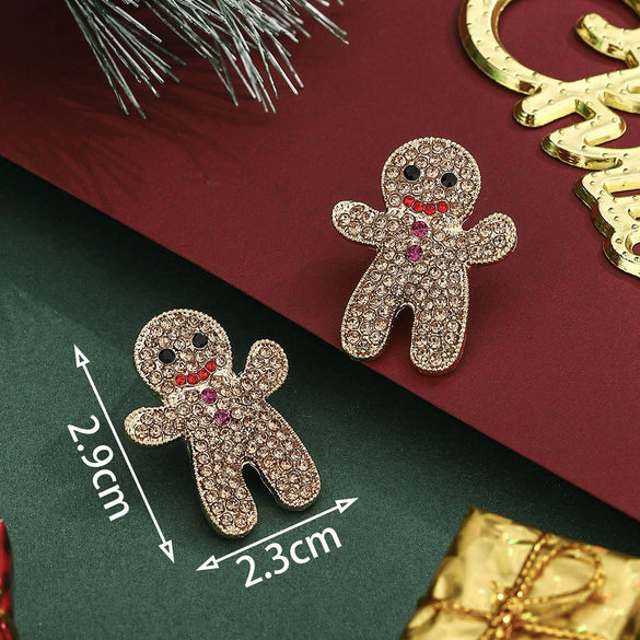 Women's Christmas Alloy Drop Earrings With Zircon Accents And Electroplated Holiday Hat Tree Elk And Gingerbread Man Designs