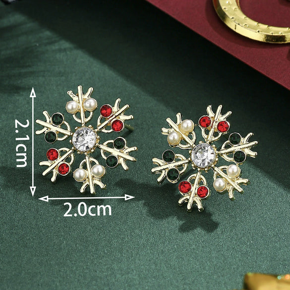 Women's Christmas Alloy Drop Earrings With Zircon Accents And Electroplated Holiday Hat Tree Elk And Gingerbread Man Designs