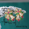 Women's Christmas Bell Earrings With Ribbon Bow And Star Design Copper With Sparkling Synthetic Cubic Zirconia Inlay