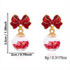 Women's Christmas Bow And Snowflake Bell Dangle Earrings With Transparent Quicksand Ball Design Alloy Electroplated Holiday Jewelry