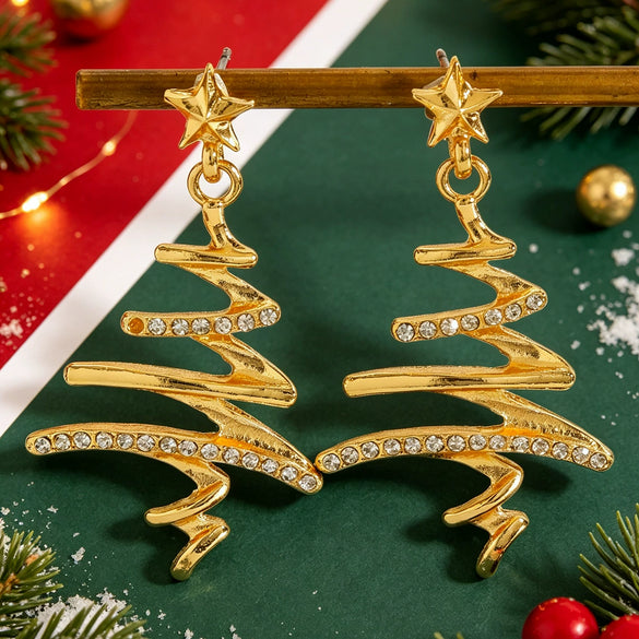 Women's Christmas Cartoon Earrings Alloy Electroplated Holiday Character Reindeer And Gift Designs With Steel Ear Needles