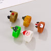 Women's Christmas Cartoon Resin Ring With Tree And Elk Motifs Geometric Dripping Oil Finish