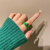 Women's Christmas Cartoon Resin Ring With Tree And Elk Motifs Geometric Dripping Oil Finish