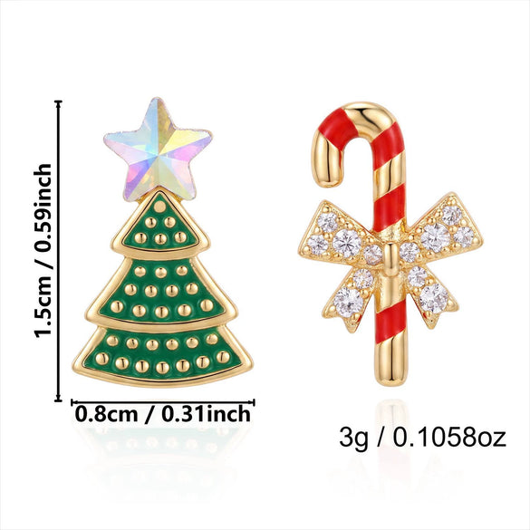 Women's Christmas Deer Earrings With Sparkling Rhinestone Detail Electroplated Alloy Design And Stainless Steel Ear Needles