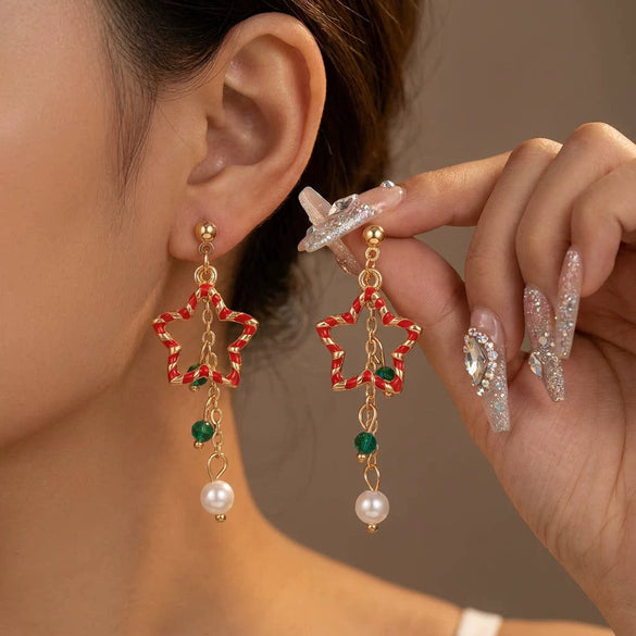 Women's Christmas Deer Earrings With Sparkling Rhinestone Detail Electroplated Alloy Design And Stainless Steel Ear Needles