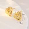 Women's Christmas Earrings Copper Heart Shape Leaf Style Polish 925 Silver Needle Accessories