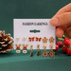 Women's Christmas Earrings Set With Santa Claus Snowflake Christmas Tree And Elk Designs Rhinestone Geometric Zinc Alloy Earrings