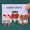 Women's Christmas Earrings Set With Santa Claus Snowflake Christmas Tree And Elk Designs Rhinestone Geometric Zinc Alloy Earrings