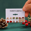 Women's Christmas Earrings Set With Santa Claus Snowflake Christmas Tree And Elk Designs Rhinestone Geometric Zinc Alloy Earrings