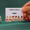 Women's Christmas Earrings Set With Santa Claus Snowflake Christmas Tree And Elk Designs Rhinestone Geometric Zinc Alloy Earrings