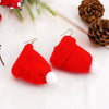 Women's Christmas Earrings With Mini Knitted Hat And Scarf Charms Geometric Festive Fabric Design Handknitted Holiday Jewelry