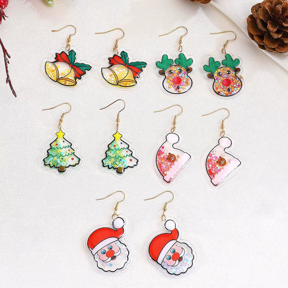 Women's Christmas Earrings With Mini Knitted Hat And Scarf Charms Geometric Festive Fabric Design Handknitted Holiday Jewelry