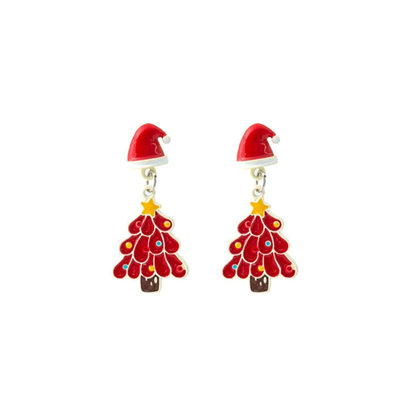 Women’s Christmas Elk Bell Bow And Snowflake Earrings Electroplated Alloy Jewelry With Stainless Steel Ear Needles