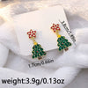Women’s Christmas Elk Bell Bow And Snowflake Earrings Electroplated Alloy Jewelry With Stainless Steel Ear Needles