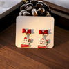 Women’s Christmas Elk Bell Bow And Snowflake Earrings Electroplated Alloy Jewelry With Stainless Steel Ear Needles