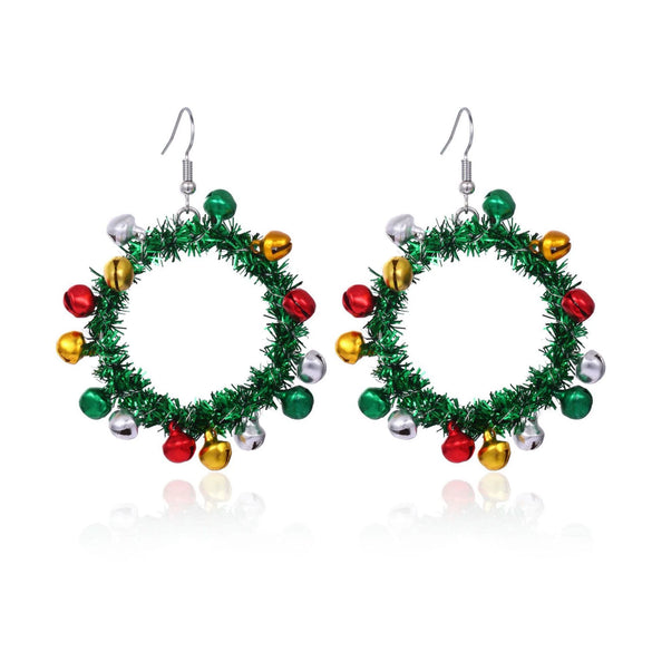 Women's Christmas Elk Bell Drop Earrings Electroplated Alloy Holiday Animal Jewelry With Stainless Steel Posts