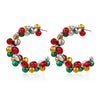 Women's Christmas Elk Bell Drop Earrings Electroplated Alloy Holiday Animal Jewelry With Stainless Steel Posts
